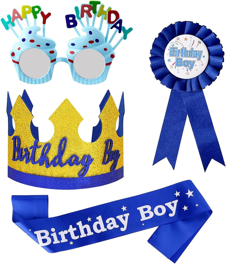 Birthday Crown and Dress up Set - Headband Tiara, Ribbon Medal for Kids, Girl, Boy, Children'S Party