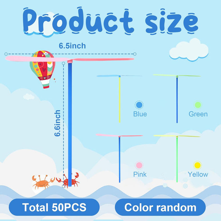 100 Pcs Flying Helicopter Toys Set, 50 Propeller+ 50 Rod,Hand Helicopter, Party Favors Outdoor Toy for Kids Ages 4-8, Gift Summer outside Yard Activities Birthday Gifts 3 5 6 Year Old Girl Boys