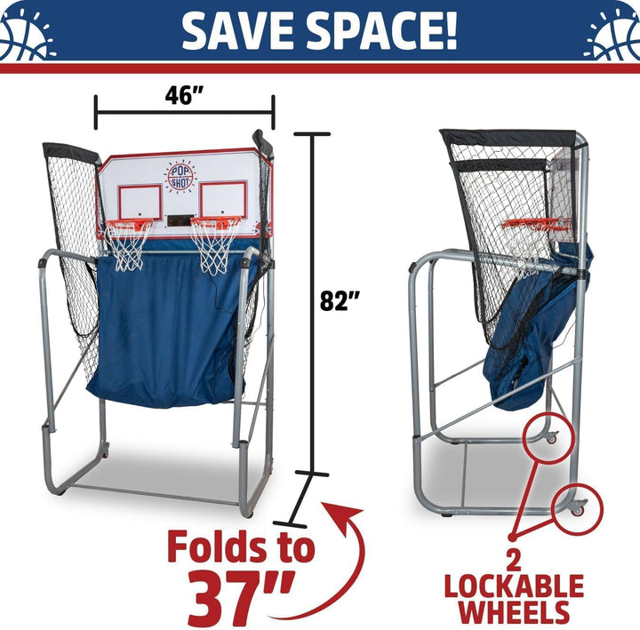 - Home Dual Shot with Chicago Bulls NBA Graphics L Sensor Scoring L 16 Game Modes L 7 Balls L Foldable Storage L for All NBA Fans