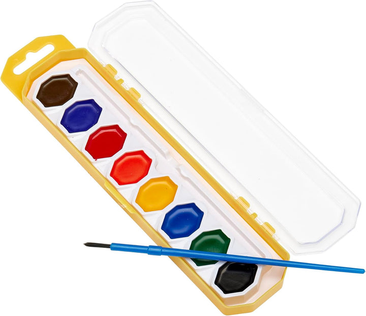 Washable Watercolors with Brush, 8 Colors, 1 Tray (10651)