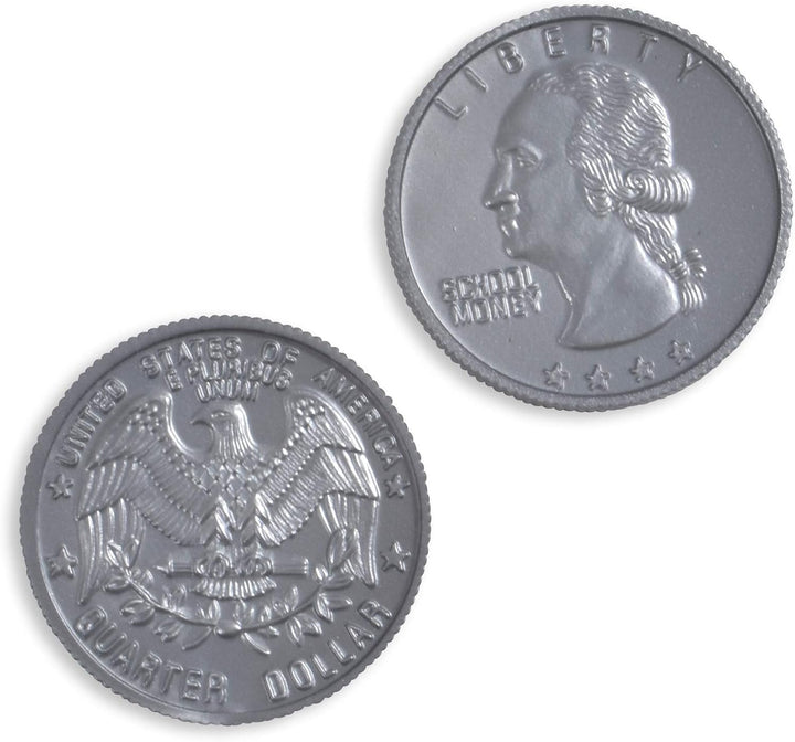 Play Coin Set - 30 Pennies, 20 Nickels, 20 Dimes, 20 Quarters and 4 Half-Dollars - Realistic Coins for Pretend Play