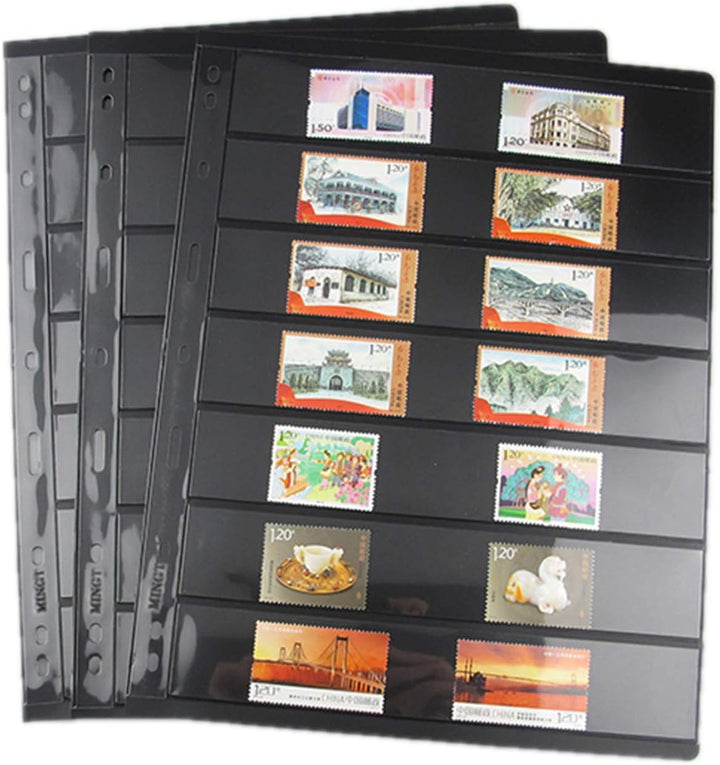Vario Stamp Pages for Stamp Album Binder, 10 Sheet (20 Page) 1 Row Pages for Stamp Collectors, Professional Pack (1 Row)