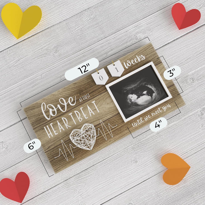 Baby Sonogram Picture Frame with Countdown Weeks - Standard 4"X3" Ultrasound Photo - Pregnancy Announcements Ideas - Gender Reveal Baby-Shower Gift - New Mom Expecting Parents to Be Keepsake Gifts