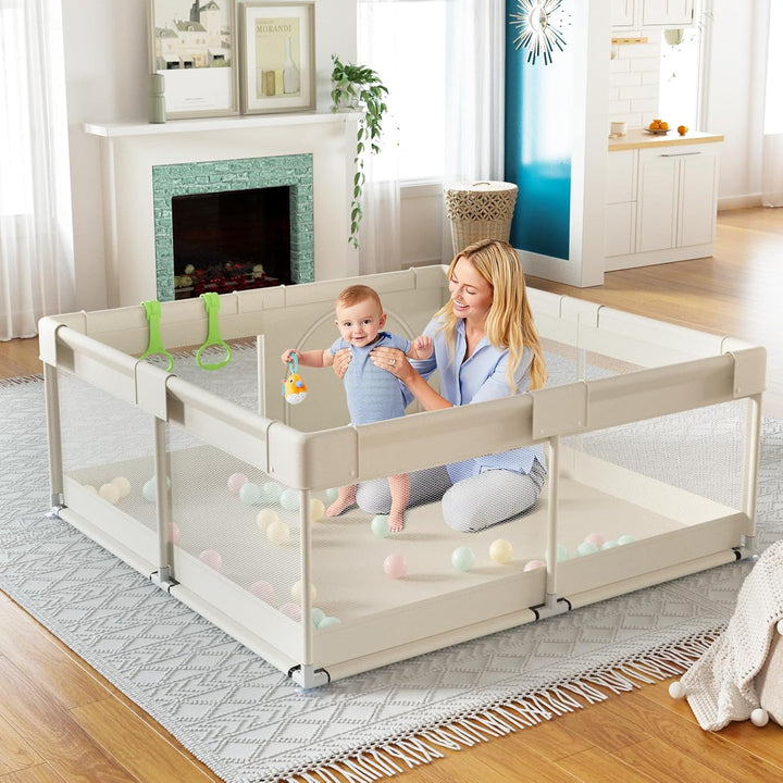 Baby Playpen, 47X47 in Small Play Pen,Toddler Playpen for Apartment,Play Yard,Activity Fence, Extra Large Baby Playard