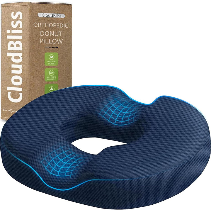 Donut Pillow Seat Cushion Chair Pad for Tailbone Pain Relief and Hemorrhoids, Memory Foam Seat Chair Cushion for Postpartum Pregnancy, Seat Cushions for Men and Women for Home & Office, (Black)