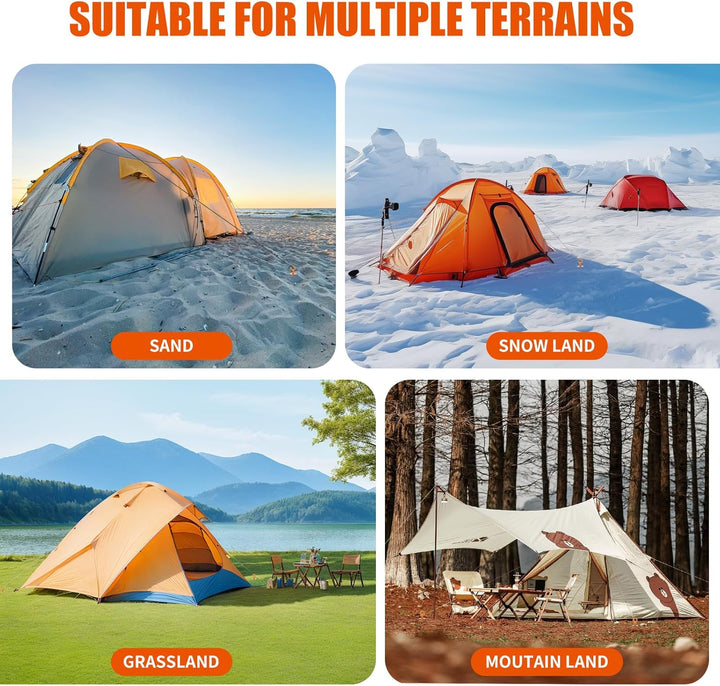 Ground Anchor Screw In, 4 Pack Spiral Trampoline Anchors with Nut and Tool Swing Set Anchors Tent Stakes High Wind Heavy Duty for Sheds, Carports, Mobile Home Orange