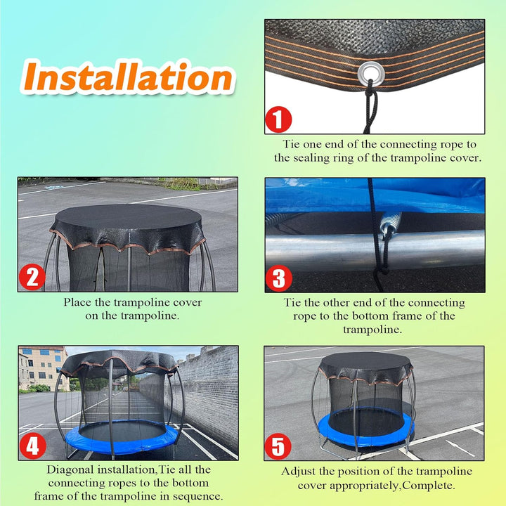 Trampoline Shade Cover round 14FT, Outdoor round Trampoline Cover for Sun Protection and Block Leaves, Easy to Install, Tent Only (14FT)