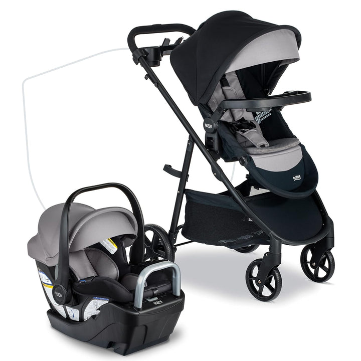 Willow Brook S+ Baby Travel System, Infant Car Seat and Stroller Combo with Alpine Base, Clicktight Technology, Safewash Insert and Cover, Sand Onyx