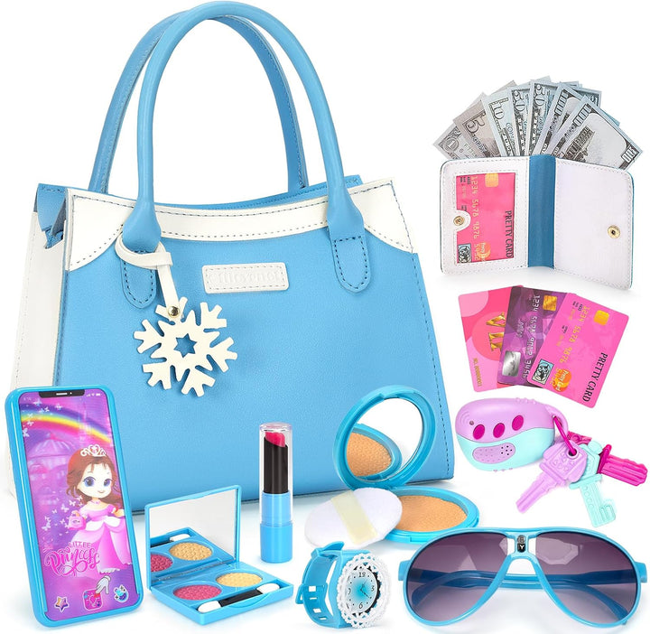 Play Purse for Little Girl, Pretend Princess Play Girls Toys for 3 4 5 6 7 8 Year Old, Toddler Purse with Accessories, Kids Toy Purse Birthday for Girls Ages 3-5 4-5 6-8