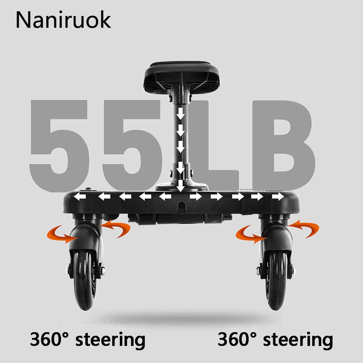 Universal Stroller Board with Detachable Seat, 2 in 1 Buggy Board Suitable for Most Brands of Strollers, Holds Children up to 55 Lbs