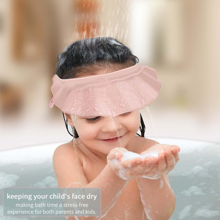 Baby Kids Shower Cap Shampoo Bath Bathing Hat Silicone Adjustable Washing Hair Shower Bathing Protection Shower Cap for Toddler, Baby, Kid, Children (Pink)