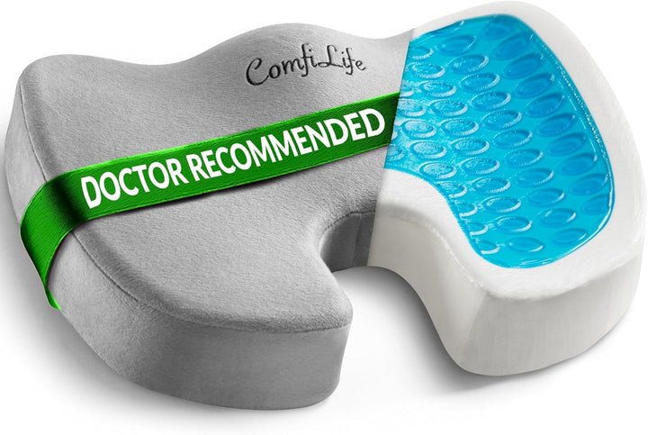 Premium Gel & Memory Foam Seat Cushion – Doctor Recommended Office Chair Cushion, Car Seat Cushion – Chair Cushions for Back & Sciatica Pain Relief – Seat Cushions for Office & Desk (Black)