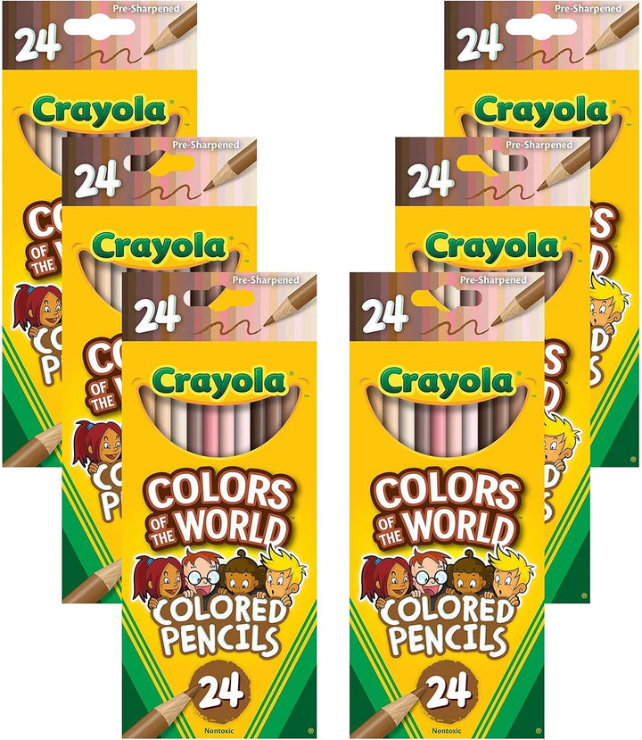 Bulk Crayon Set, Colors of the World, Multicultural Crayons, School Supplies, 6 Sets of 24 Colors