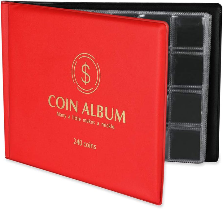 Coin Collection Holder Album for Collectors, 240 Pockets Coin Collection Book Office Supplies