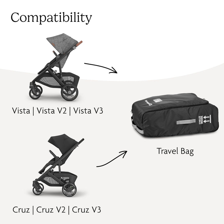 Travel Bag for Vista and Cruz Strollers - Includes Travelsafe Program Coverage, Inner Wheel Bag and Storage Pocket - Smooth Wheels, Handles + Durable Design