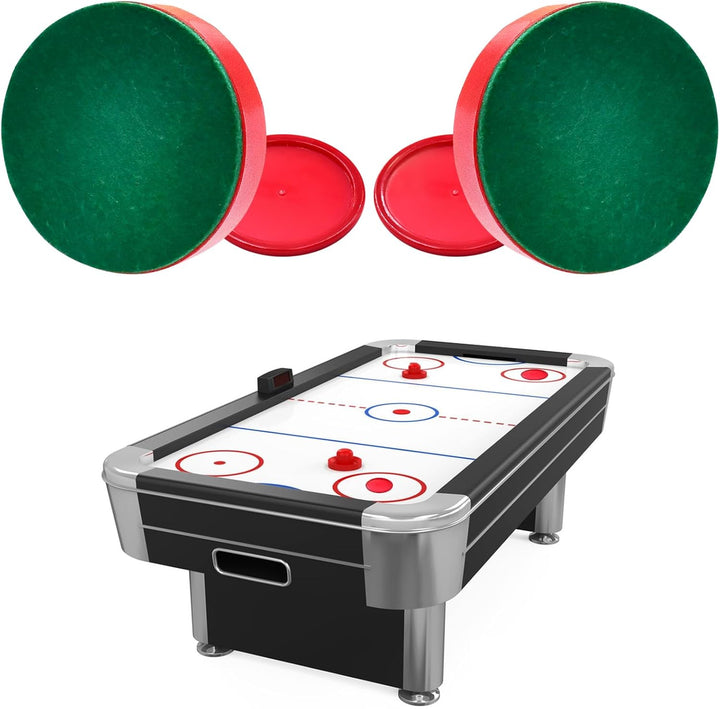 1 Set Mini Air Hockey Pushers and Air Hockey Pucks Great Goal Handles Pushers Goal Handles Paddles Replacement Accessories - 2 Red Air Hockey Pushers and 4 Red Pucks (60Mm)