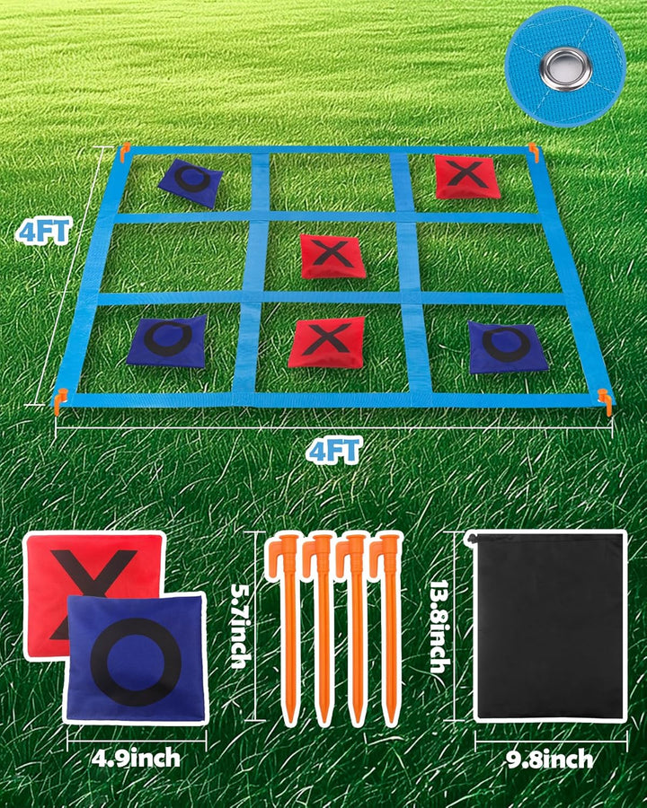 Outdoor Giant Tic Tac Toe Games for Kids Adults and Family, Large Carnival Yard Lawn Bean Bag Toss Game outside Field Day Birthday Party Backyard Easter Fall Festival Beach Fun Games