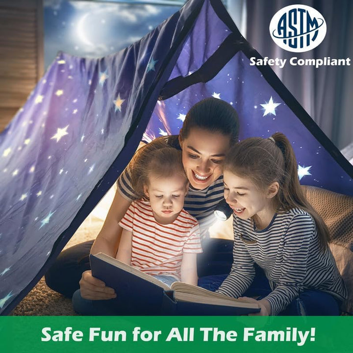 Blanket Fort Building Kit for Kids 4-8 8-12+ - Make a Portable Playhouse, Play Tent. Build a Fort Making Kit/Builder Blankets - Ultimate Indoor/Outdoor Play for Girls/Boys Toys Age 3-12