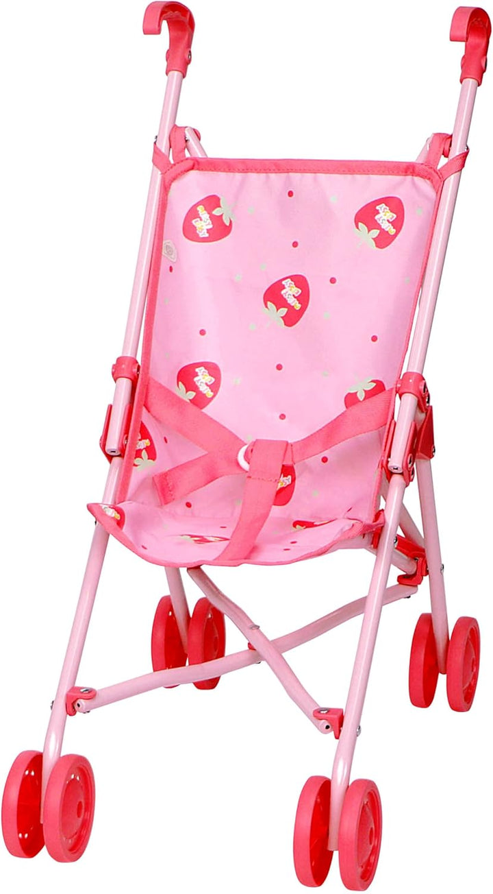 Boutique | Folding Umbrella Doll Stroller for Children 2 Years Plus, Blue Stripes and Soft Embroidery | Sturdy Metal Frame | Pretend Play with Dolls up to 18” Long | Seat Belt