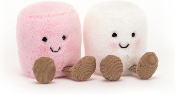 Amuseables Pink and White Marshmallows Stuffed Toy, 3.5 Inches | Food Plush | Fun Gift Idea