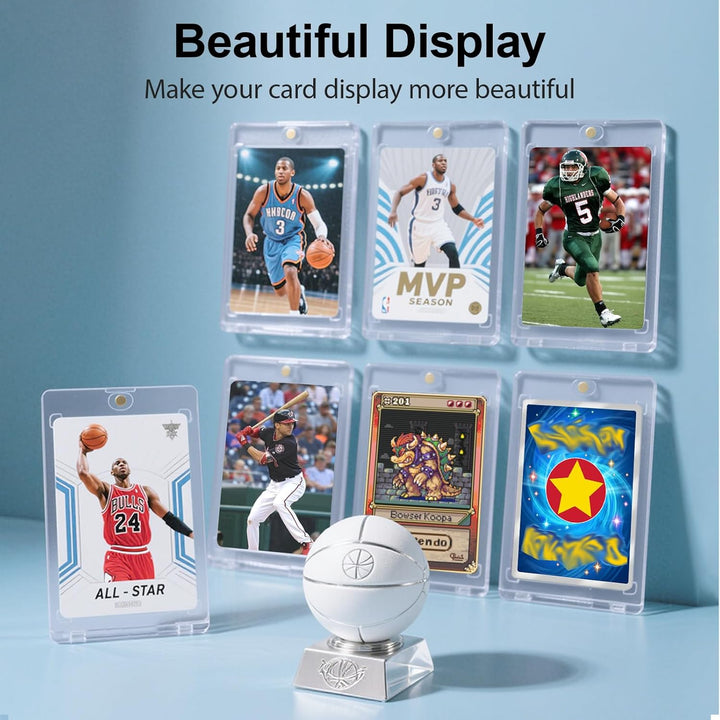 15Ct Magnetic Card Holder, 55Pt One Card Touch Holders for Trading Cards, U-V Protection Card Display Case Protectors Sleeves Hard Plastic Cover for Sports Game