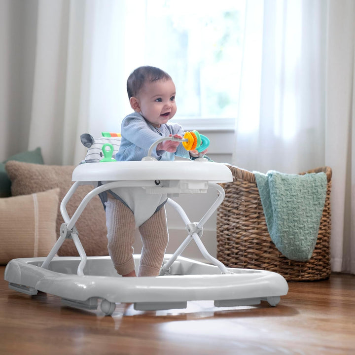 Smooth Strides Activity Baby Walker - Chambray, Developmental Walker, 3 Adjustable Heights, Toys Included, 6M-12M