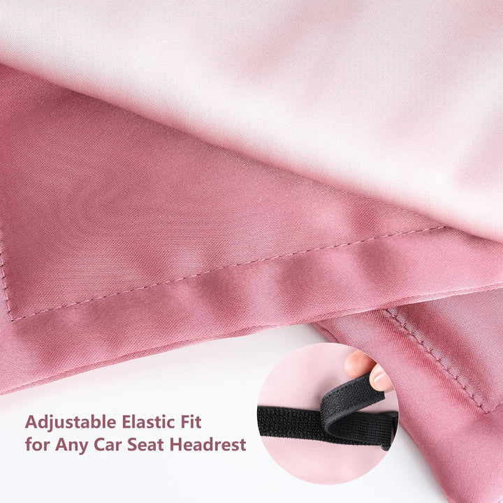 Silk Head Carseat Cover for Baby:  Satin Car Seat Head Cover for Babies Headrest Protector 2Pcs Pink for Girls Infant Sleeping Hair Protection