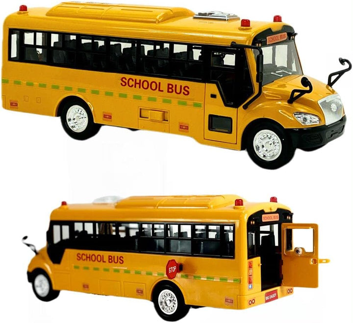 Huge Yellow School Bus with Lights and Cool Openable Doors Pull Back Toy School Bus with Sounds and Songs for Girls, Boys, Toddlers