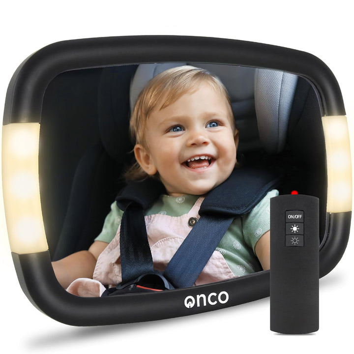 Baby Car Mirror Rear Facing - Double Award-Winning Convex Car Mirror for Baby, 100% Shatterproof & Shakeproof with 360° Rotation, Newborn Essentials (9.6 X 6.9 In)