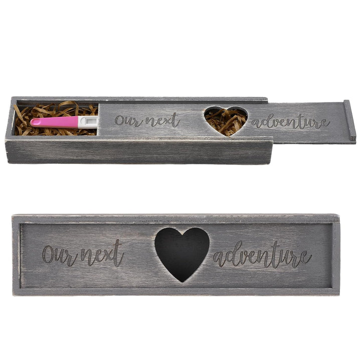 Pregnancy Test Gifts Box Keepsake Box Pregnancy Announcement for Husband Wooden Baby Reveal Announcements Surprise Ideas Test Holder Baby Souvenir Gifts for Dad Grandma Grandparents(Brown)