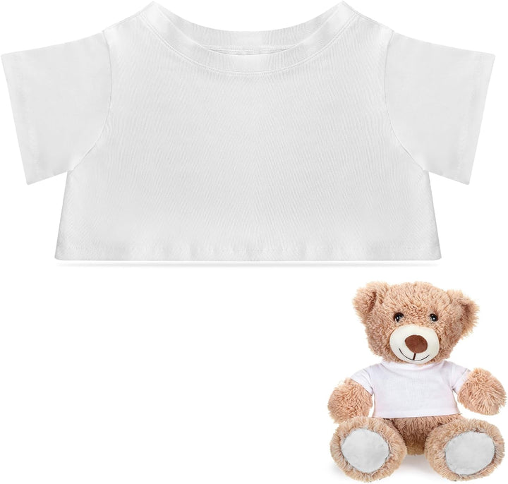 Bear Tee Shirt Fit 14-18Inch Bear Clothes Stuffed Animal Clothes Basic Stuffed Dolls Shirt, White