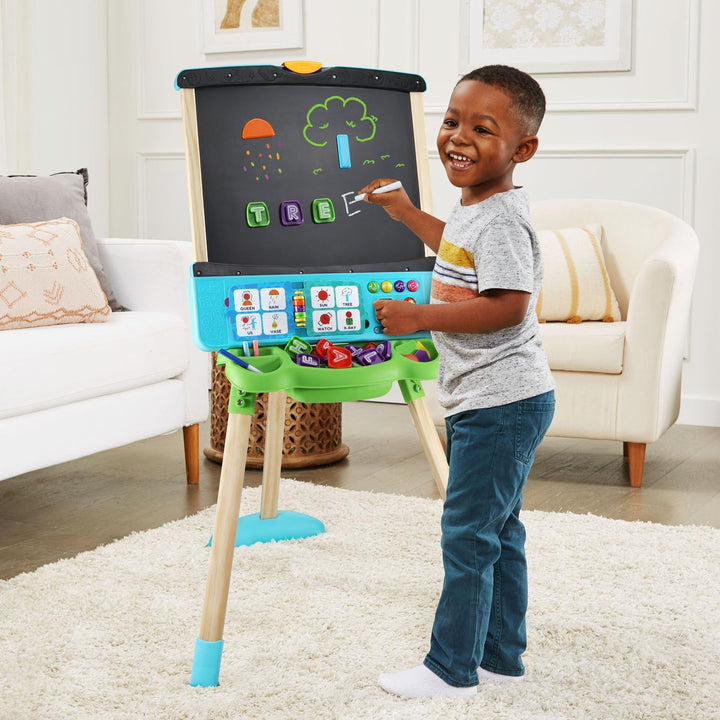 Interactive Learning Easel with Magnetic Chalkboard and Whiteboard for Kids Ages 3-5 (Frustration Free Packaging)