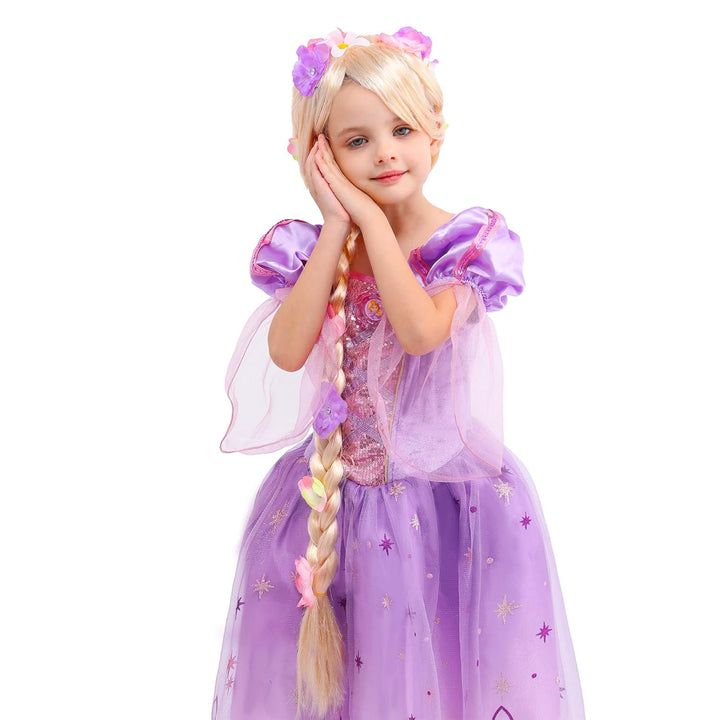 Girls Princess Wig,Rapunzel Plaits Blonde Wig for Girls Halloween Party,Role Playing