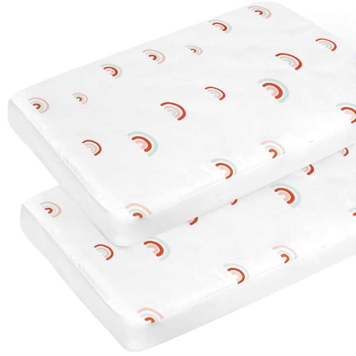Pack and Play Sheets Boy Girl, 2 Pack Portable Playard Sheet Fits for Graco Pack N Play, Snug Fit Breathable Soft Fitted Playpen Sheet, Mini Crib Sheets, Grey & Navy