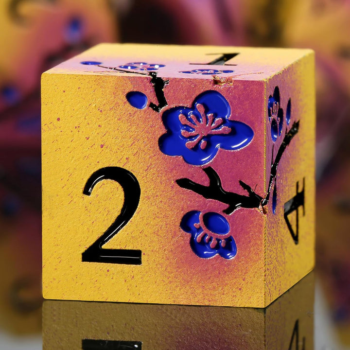 Metal Dice Set D&D, 7 Die Metallic Polyhedral Dice Set with Gift Metal Box and Gold Number for DND Dungeons and Dragons Role Playing Games (Black and Gold)