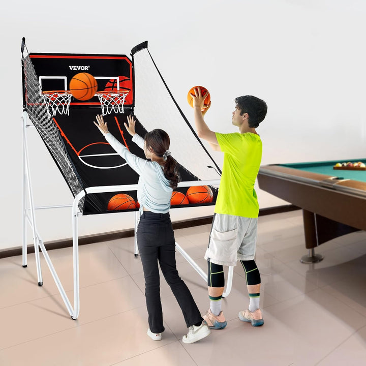 Basketball Arcade Game Indoor, 2 Player Indoor Basketball Game, Home Dual Pop- A-Shot Sport with Balls, 8 Game Modes, Electronic Scoreboard, and Inflation Pump, for Kids, Adults