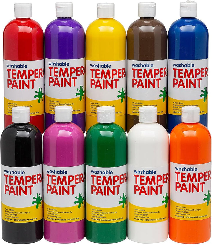 Washable Tempera Paint Set (10 Bright Colors) Craft and Learning Activities for Kids (1)