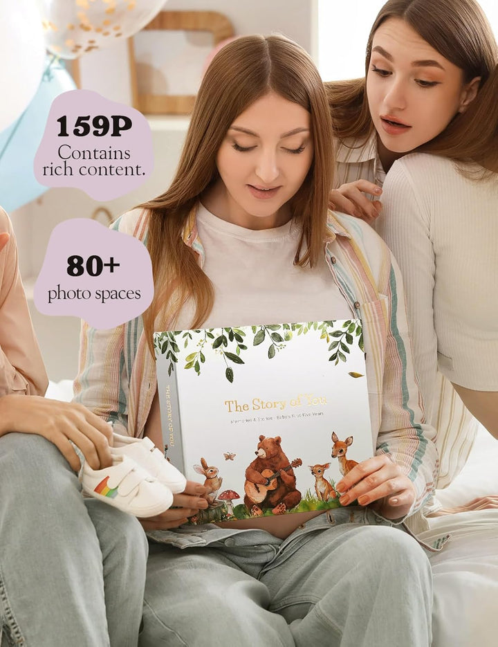 Baby Books for Baby Gift,Baby Book Keepsake Timeless First 5 Year,Baby Memory Book Scrapbook Album from Birth to Age 5, Baby Photo Albums Gender Neutral Baby Items,154 Pages