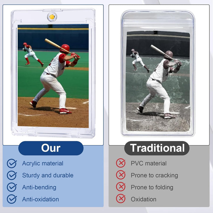 8 Pack Magnetic Card Holders, 35PT Plastic One Touch Card Holder for Baseball Cards, U-V Protection Trading Cards Case for Sports, Football, Games - Standard Size Display