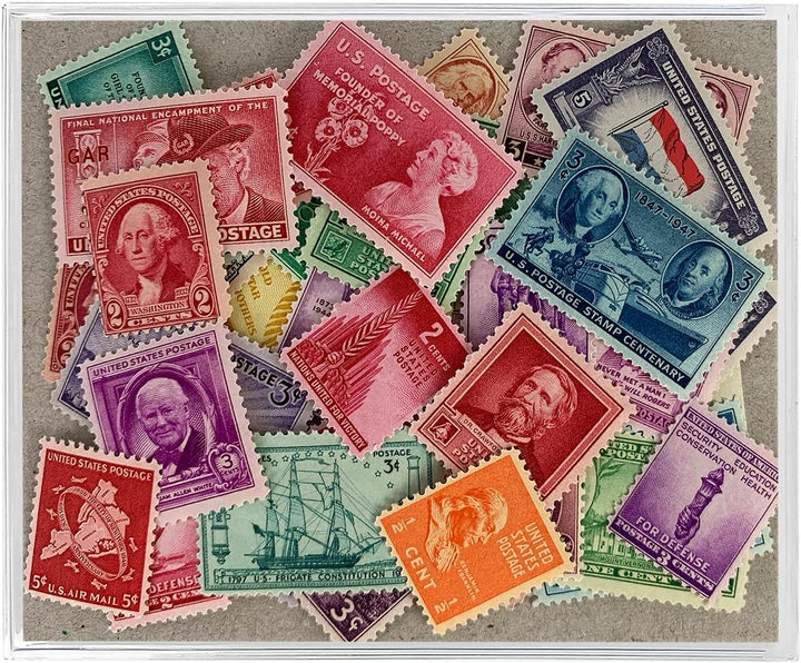 40 U.S. Postage Stamps from the 1910'S, 1920'S, 1930'S and 1940'S, Mint State Condition, Various Denominations and Postal Rates, Perforated Edges