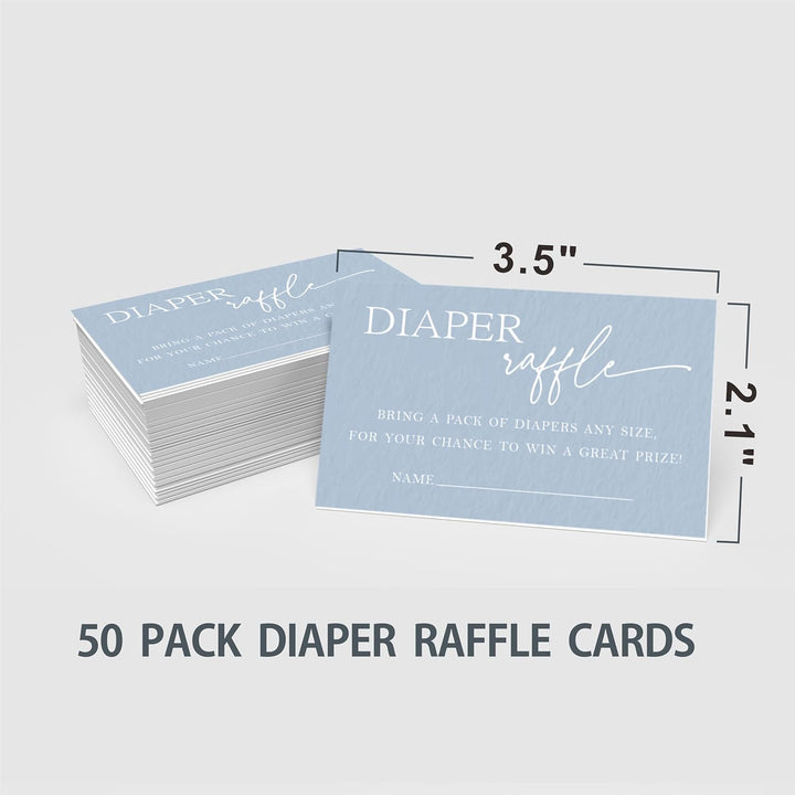 Baby Shower Games, 1 Diaper Raffle Standing Sign with 50 Diaper Raffle Tickets,Blue Theme Babyshower Party Decorations and Supplies for Boys or Girls(Lblk-C02)