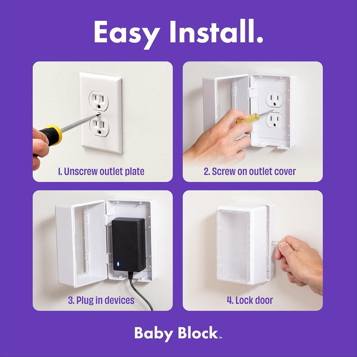 Award Winning Childproof Electrical Outlet Lock Box | Phone Charger Lock Wall Outlet Covers Box | Outlet Covers Baby Proofing | Plug Cover | Baby Outlet Covers | Child Safety