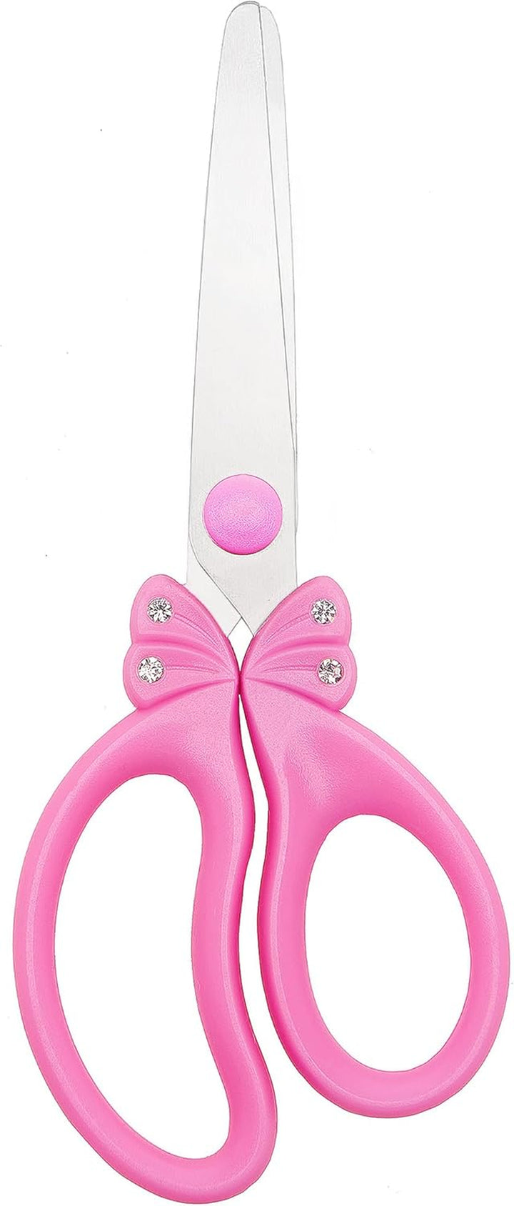 Scissors for Kids Ages 4-8 | Blunt Tip Safety Toddler Scissors, Stainless Steel Blades, ABS Plastic | School Craft Supplies, Art Projects, Pink (Princess Design with Rhinestones)