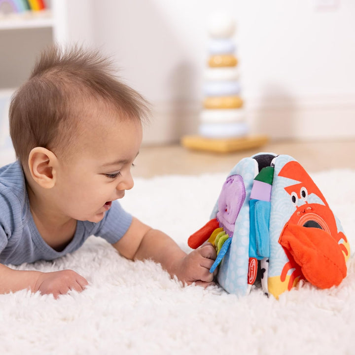 Ocean Tummy Time Triangle Infant Baby Toy, Soft Sensory Toy with Textures, Mirror, for Newborns to Ages 6 Months