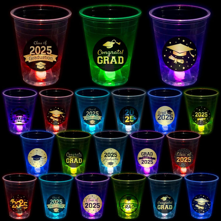 25 Light up Luau Cups for Hawaiian Moana Birthday Party Decorations - 16 OZ Glow in the Dark Plastic Tiki Party Cups for Tropical Aloha Luau Party Decor Supplies