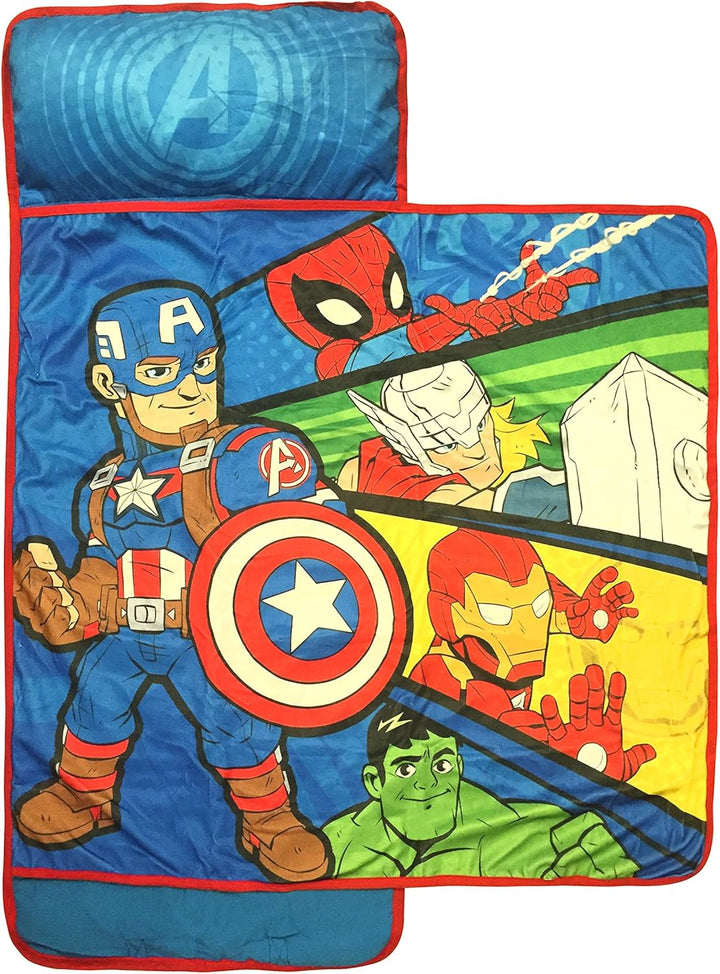 Toddler Nap Mat with Built-In Pillow and Blanket - Soft 46 X 20-Inch Microfiber Kids Sleeping Bag for School or Sleepover, Pink - Bluey & Bingo