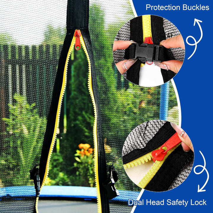 Trampoline Replacement Net 14Ft Trampoline Safety Enclosure Net with Solar Rope Lights Breathable Weather Resistant Trampoline Net for round Frame