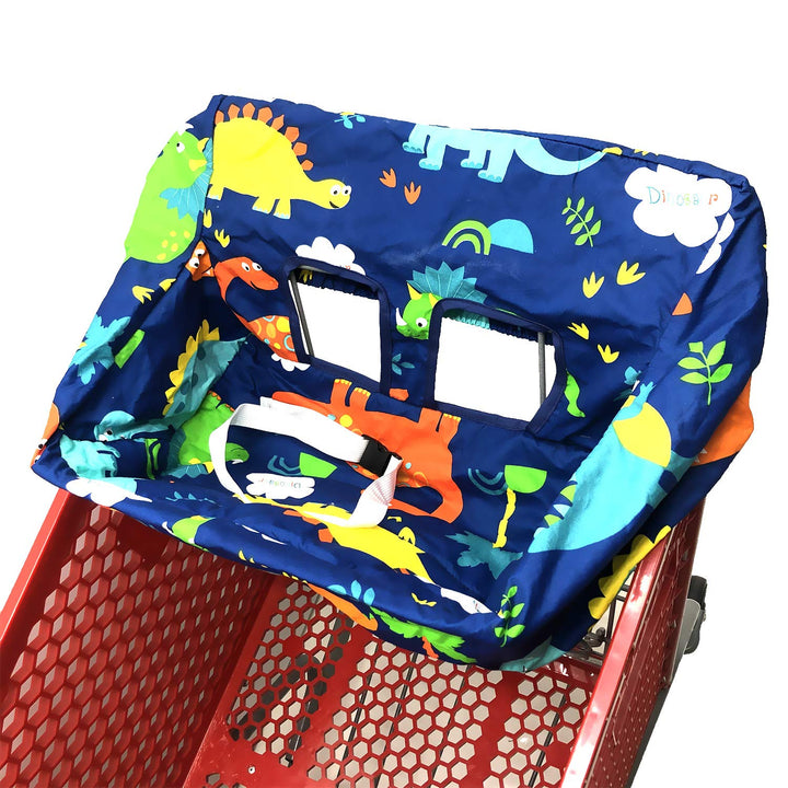 Portable Shopping Cart Cover, High Chair and Grocery Cart Covers for Babies, Kids, Infants & Toddlers, Attached Carry Bag (Gray Chevron)