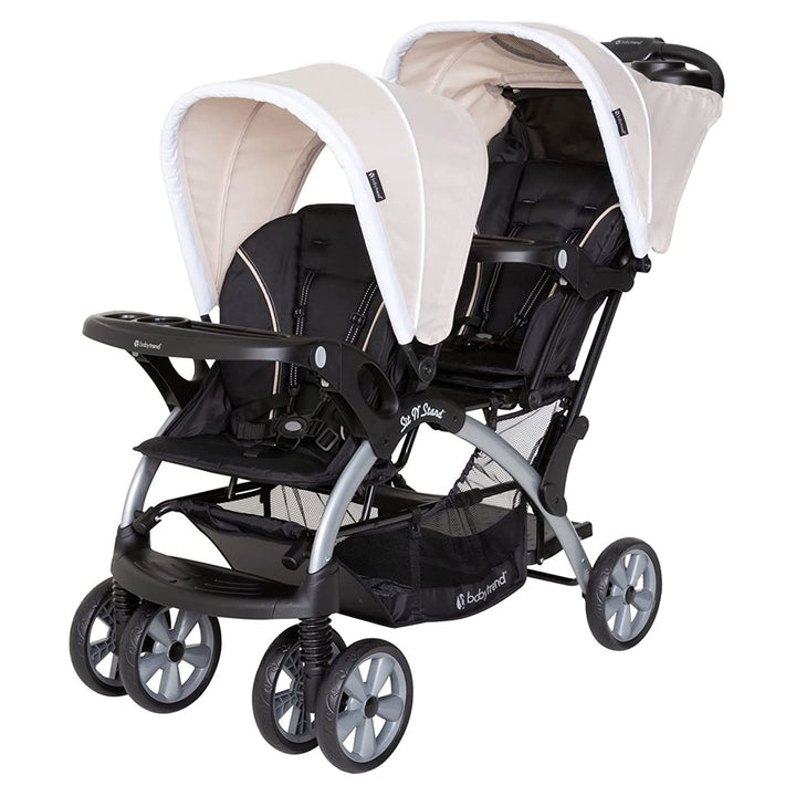 Double Infant and Toddler Stroller W/ Harness and Basket, Sit N' Stand, Stormy