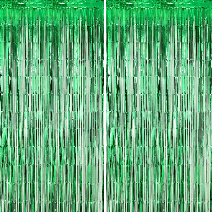 2 Pack Laser Pink Tinsel Foil Fringe Curtains, Mothers Day Pink Decorations, Metallic Tinsel Party Streamers Backdrop for Birthday Bachelorette Graduation Wedding Party Decorations
